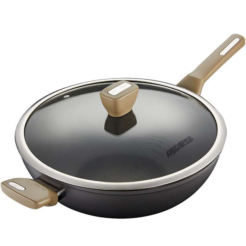 工厂直发爱仕达不粘锅炒锅炒菜锅无油烟新不粘锅32cm平底电磁炉煤燃气