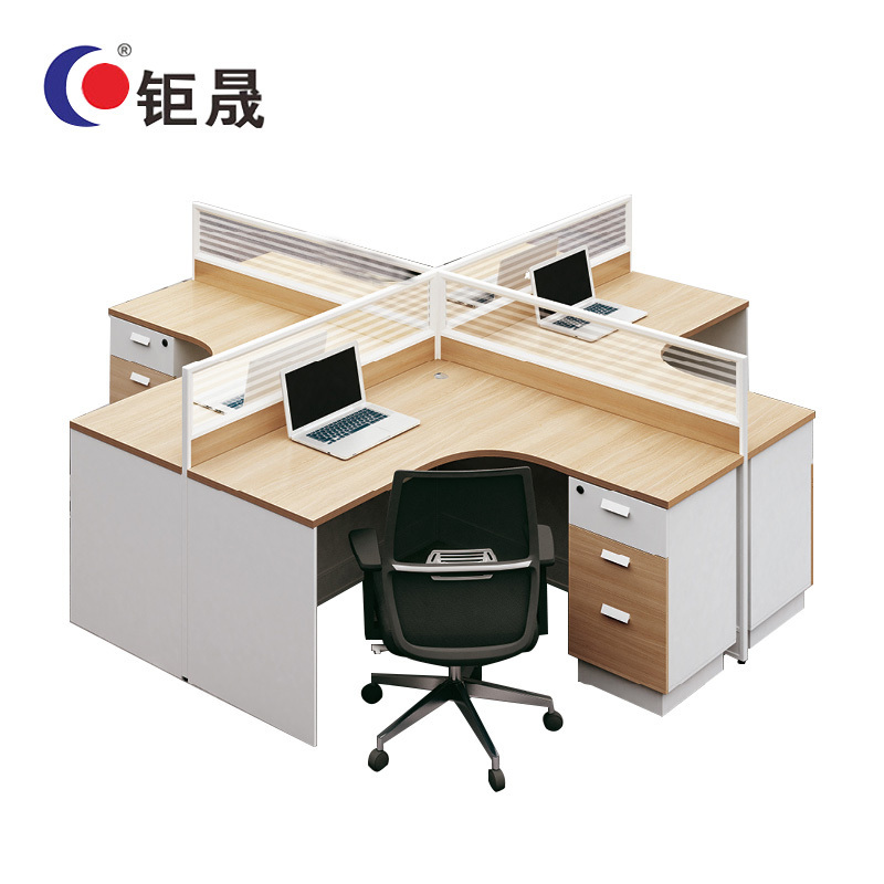 钜晟办公桌2.8米四人位屏风电脑桌JS-P1403十字