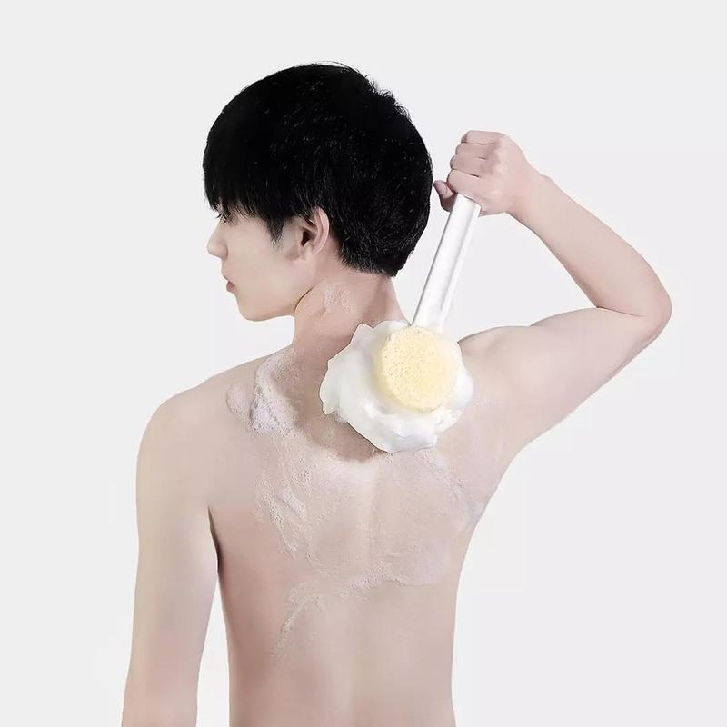 原木色 小米双面浴刷塑料木质手柄搓背去角质后背搓澡搓泥神器不求人