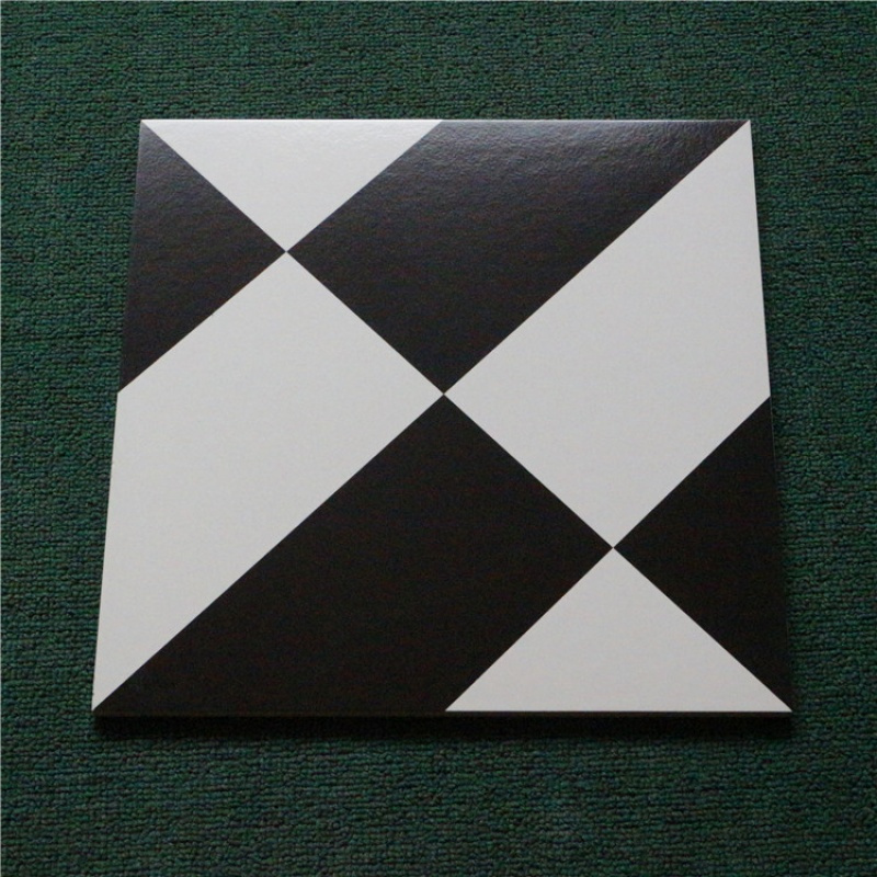 黑白格子釉面地砖仿古小花砖300x300餐厅厨房卫生间防滑地板砖壹德壹