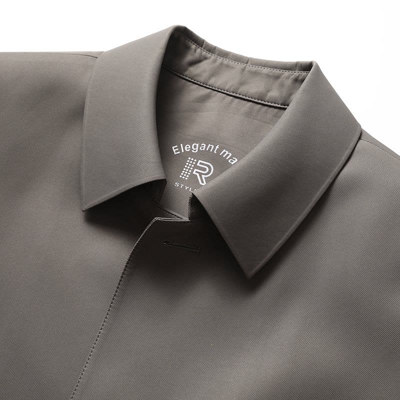 恒源祥秋季新款男士风衣无缝压胶翻领中长款带袖袢装饰休闲男外套图片