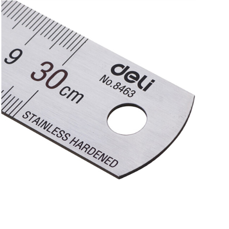 得力(deli)30cm不锈钢直尺 测量绘图 刻度尺子 带公式换算表 办公用品 8463高清大图