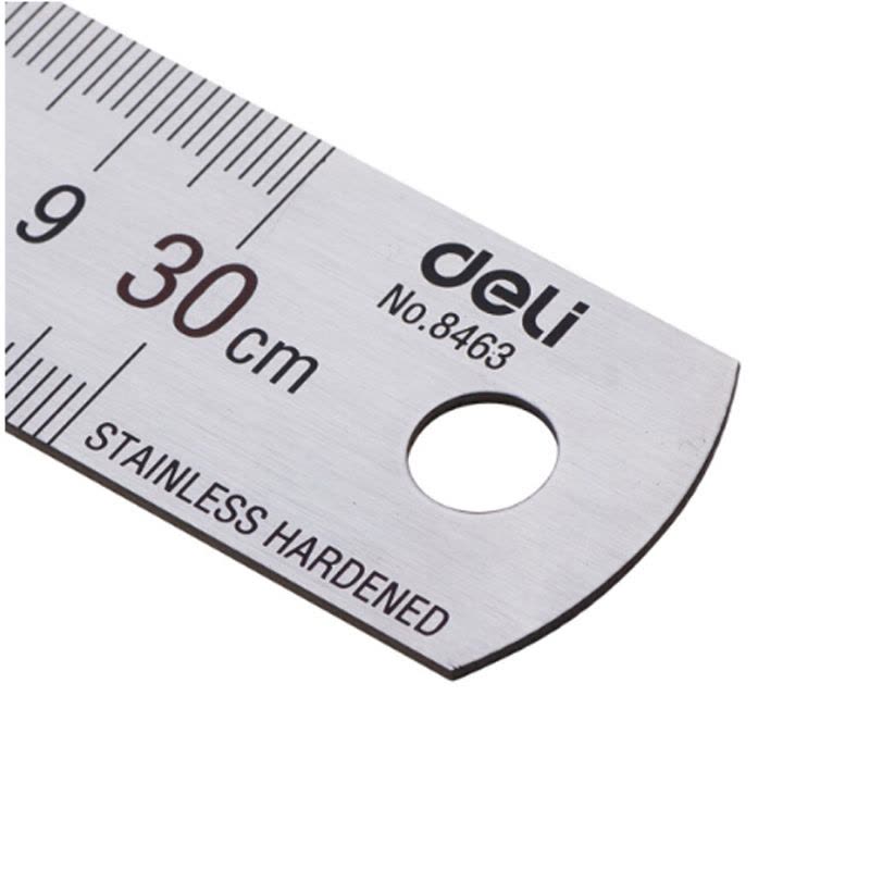 得力(deli)30cm不锈钢直尺 测量绘图 刻度尺子 带公式换算表 办公用品 8463图片