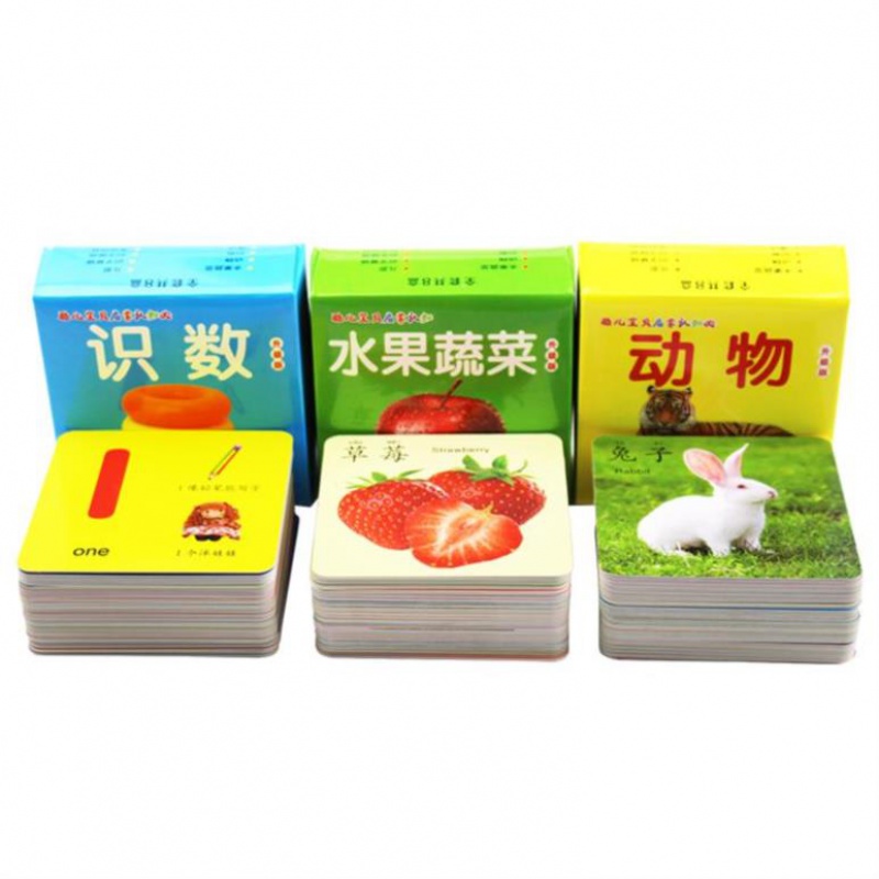 幼儿园书背宝宝识字卡片汉字早教小动物启蒙认知识别理解儿童书识 自选7盒共315张高清大图