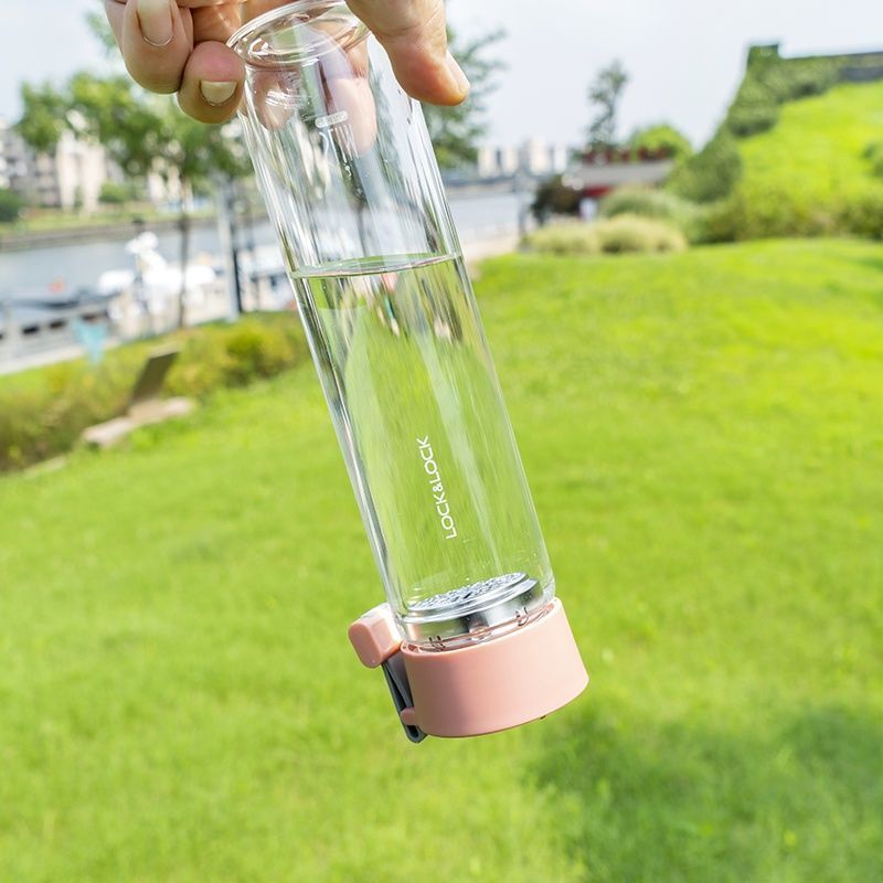 珊瑚粉330ML 乐扣乐扣玻璃杯水杯女便携茶杯小巧简约ins风小容量泡茶过滤学