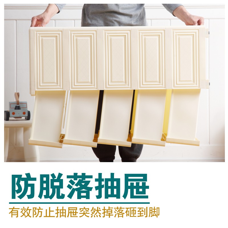 加厚卡通抽屉式收纳柜宝宝衣柜婴儿童整理箱塑料组合五斗储物柜子收纳柜 三维工匠高清大图