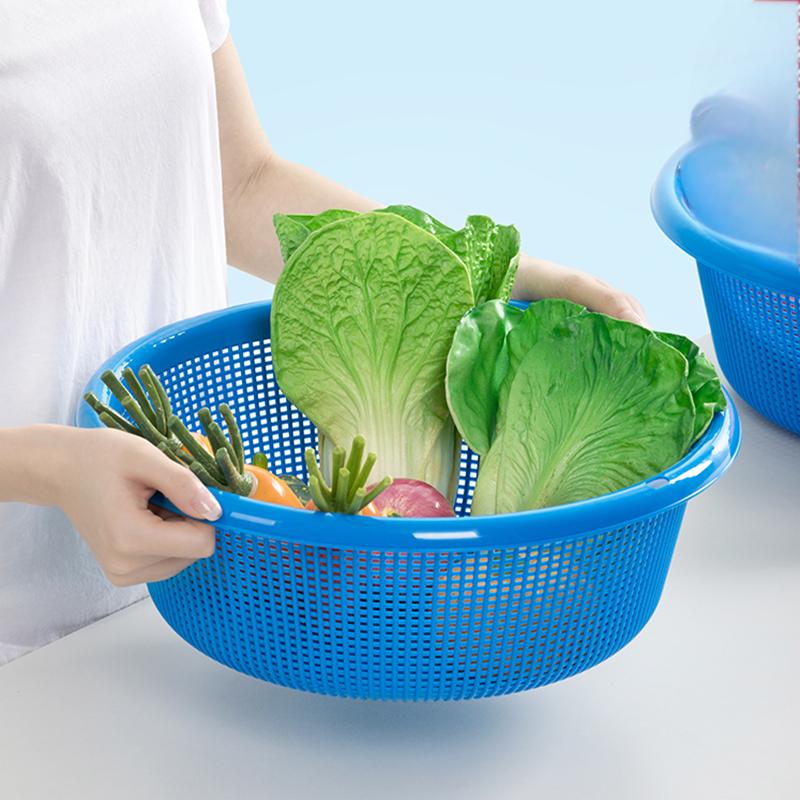 茶花 乐惠4号圆筛洗菜篮沥水篮φ41.5*14.4cm(蓝红白三色可选)/个高清大图