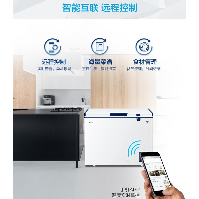 海尔(Haier) 151升家用大容量卧式超低温冷柜 零下70度低温冻金枪鱼海鲜深冷速冻智能温控DW-60W151EU1