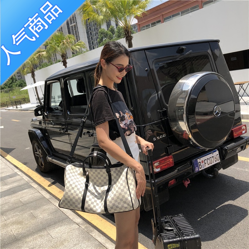 FENGHOU2021新男女通用健身潮包大容量格子旅行包单肩斜跨手提包行李包袋旅行包男女高清大图
