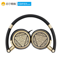 Edifier/漫步者 H691手机电脑3.5mm插孔有线耳机音乐立体声折叠式头戴式重低音HIFI耳麦钢铁侠定制款黑金色