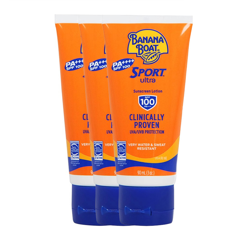 Banana Boat/香蕉船香蕉船水感防晒霜敏感肌防晒轻薄不油腻SPF100++++ SPF100PA+90ml*3