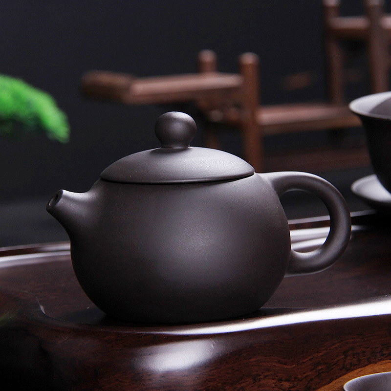 百鸿 黑檀木茶盘整块实木整套紫砂功夫茶具套装茶壶 黑檀步步青云圣龙19头紫砂套装