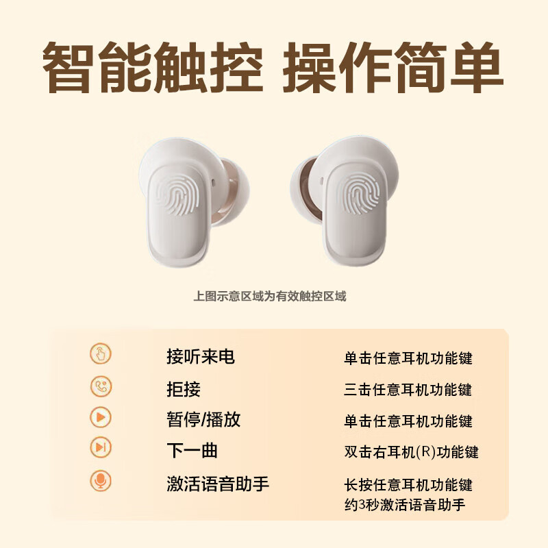 联想(Lenovo)TA200真无线蓝牙耳机 入耳式触控 曜石黑高清大图