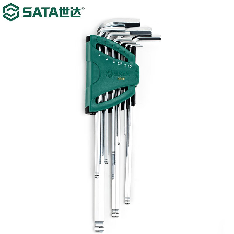 世达(SATA) 9件特长球头内六角扳手组套 09101高清大图