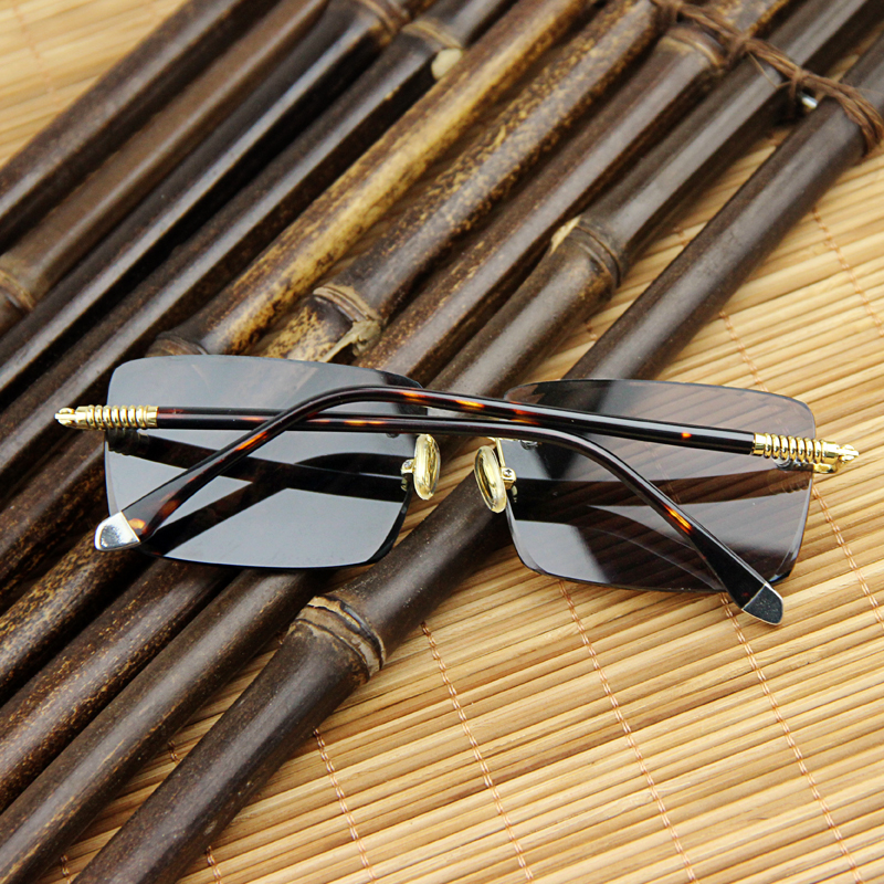 隆峰眼镜无框钻石切边天然水晶眼镜石头镜墨镜男太阳镜水晶石眼镜