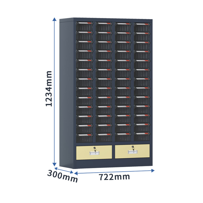 臻远 ZYLJG-W87 零件柜抽屉式工具柜电子元件柜螺丝柜物料柜 52抽透明无门加二斗大号高清大图