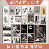 [醉染正版]国外精微素描静物临摹卡明信片学习卡高清25张临摹卡大尺寸文创高清画册集艺术手绘插画文艺复古圣诞节日礼物贺卡出