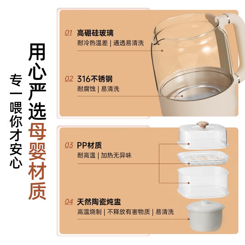 小熊(Bear)智能恒温水壶奶瓶消毒器带烘干一体机多合一TNQ-D12Q1 1.3L配炖盅高清大图