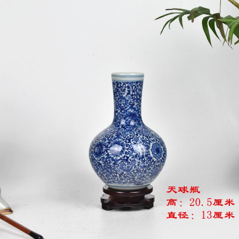 景德镇水培花瓶家居装饰工艺品博古架陶瓷器摆件仿古青花瓷小瓷瓶 三维工匠 仿古蓝天球高清大图
