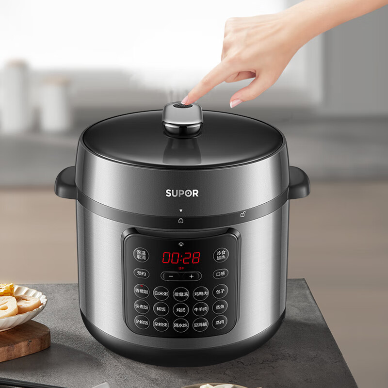 苏泊尔(SUPOR)大容量电压力锅大号电高压锅压力锅家用8升蒸煮多用锅双层蒸屉大面板24小时预约 SY-80YC17高清大图