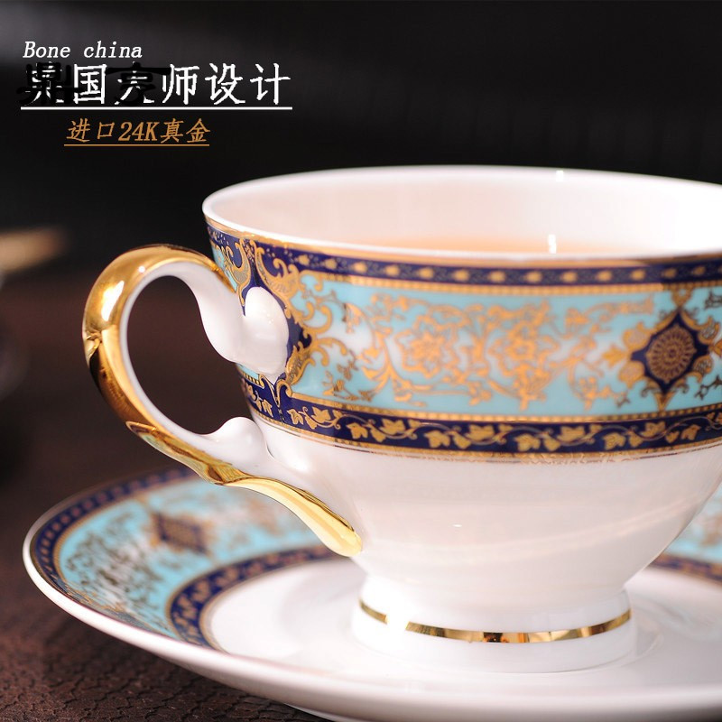 鼎亨骨瓷咖啡杯套装咖啡套具家用欧式小金边英式下午茶杯花茶