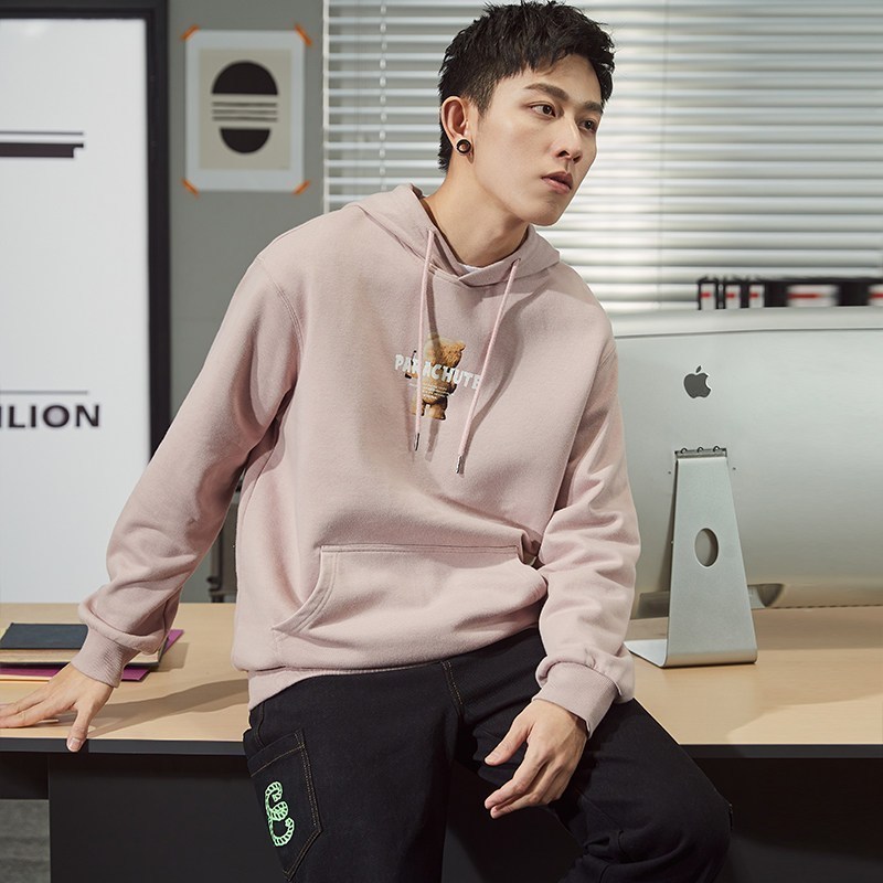 200元任选3件唐狮春装新款男卫衣青少连帽宽松港风套头帽衫外套ins