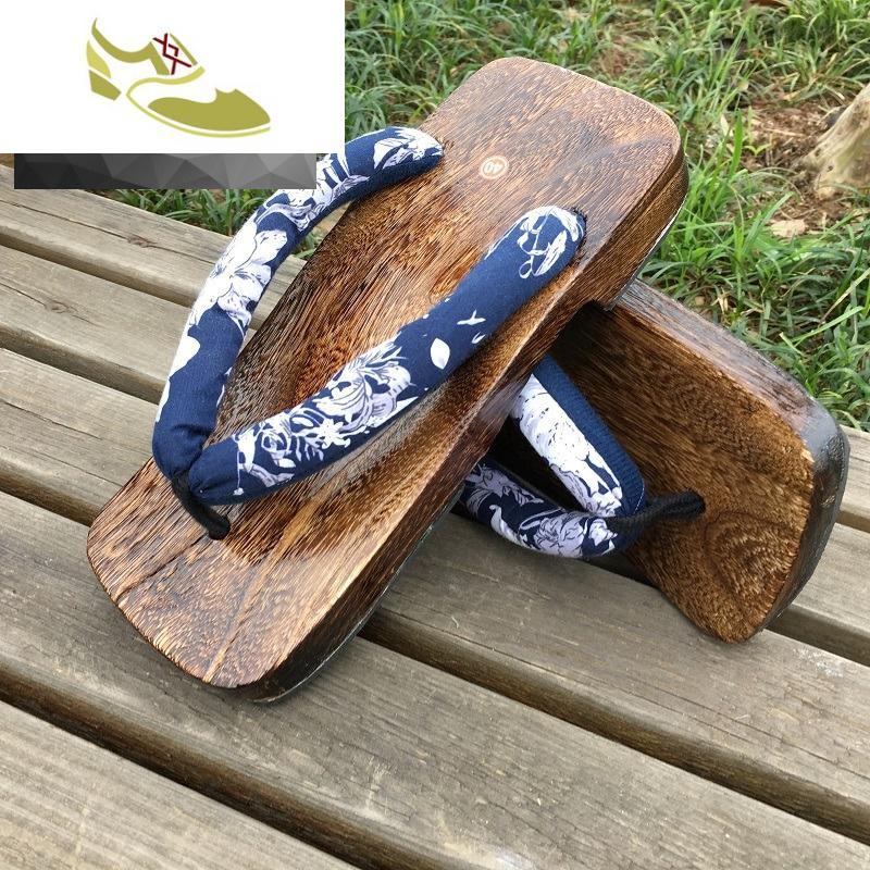 喻娄品牌新款日式木屐木板拖鞋木板拖男平板木头底人字拖鞋夹脚木屐鞋