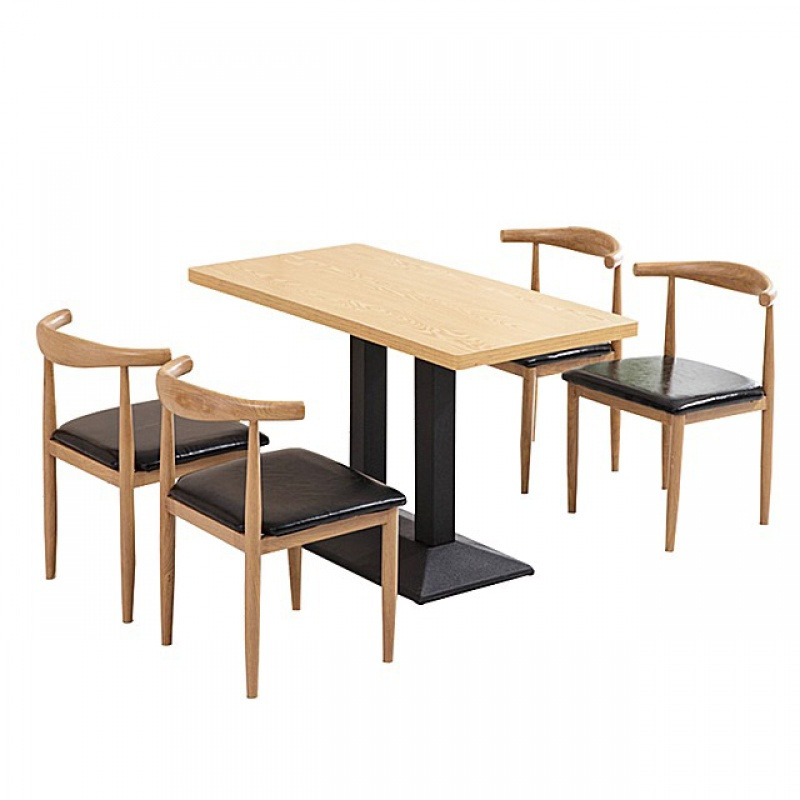 寻木匠多层板快餐桌椅早餐饭店小吃汉堡面馆工厂食堂桌椅组合餐馆桌椅