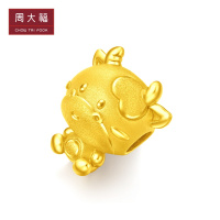 新款 周大福十二生肖牛金牛爱心牛足金金吊坠转运珠甄品