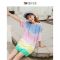 拉夏贝尔7M潮流港味撞色女连衣裙2020新款渐变卫衣裙宽松