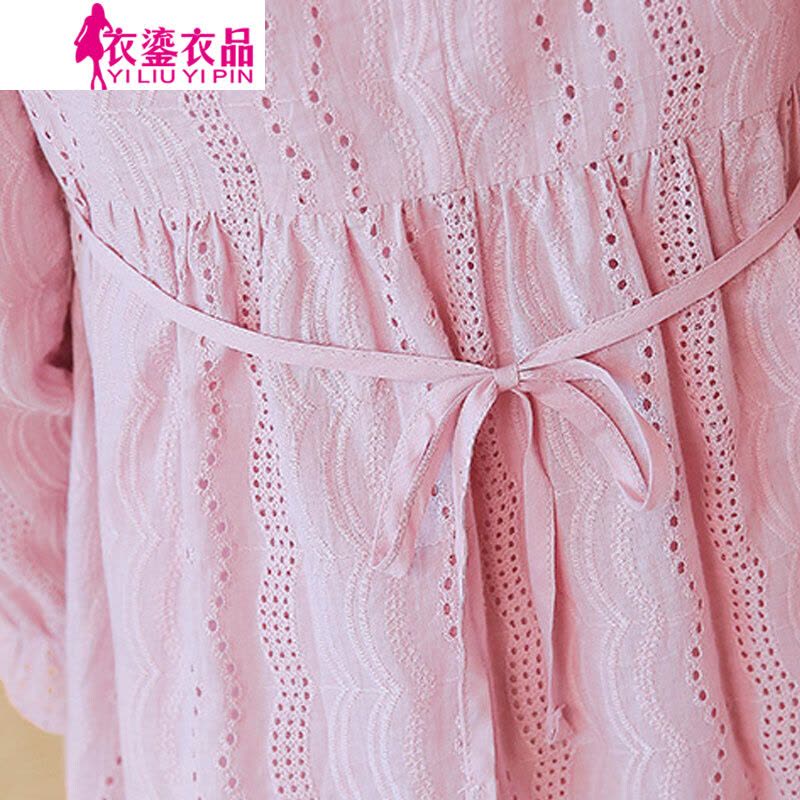 迪鲁奥(DILUAO)孕妇装2021秋冬韩版新款棉刺绣V领长袖孕妇裙子 喂奶哺乳白色孕妇连衣裙图片