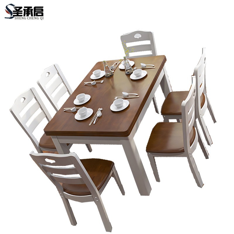 圣承启木质餐桌二椅1m张高清大图