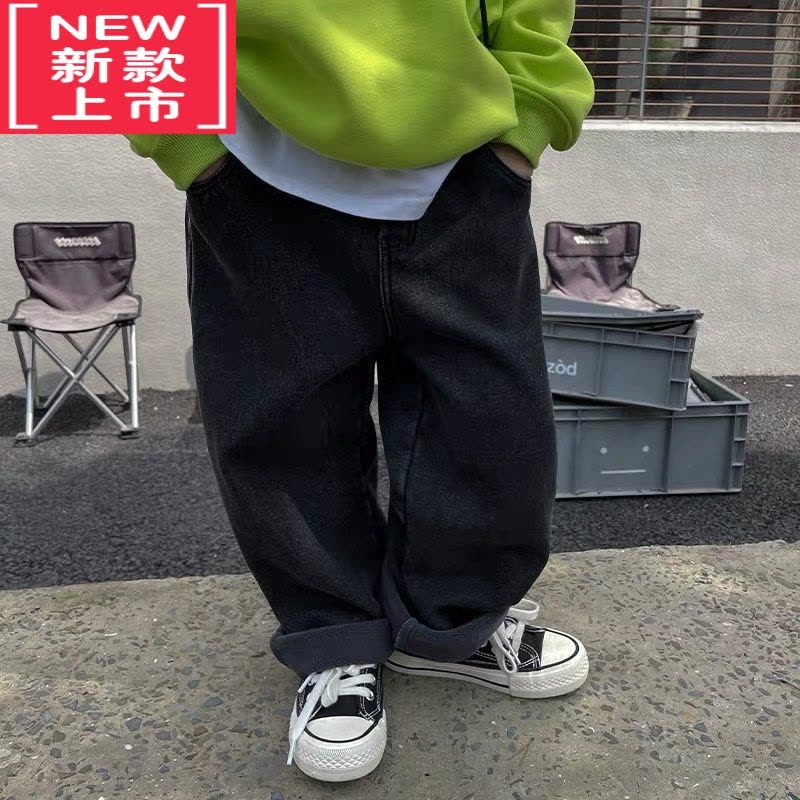 可莉允男童加绒直筒裤2022秋冬一体绒保暖牛仔裤中小童日韩休闲洋气百搭保暖裤图片
