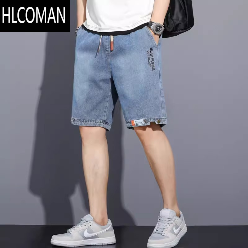 HLCOMAN男士牛仔短裤夏季薄款潮流宽松休闲外穿潮牌炸街帅气百搭五分中裤