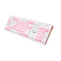 微星(MSI)GK50Z PIXEL 粉嘟嘟 机械键盘 红轴 RGB光效 白色背光 有线 游戏电竞办公键盘