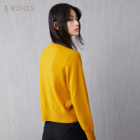 ERDOS 秋冬简约圆领动物提花长袖女士针织衫螺纹收口羊绒衫