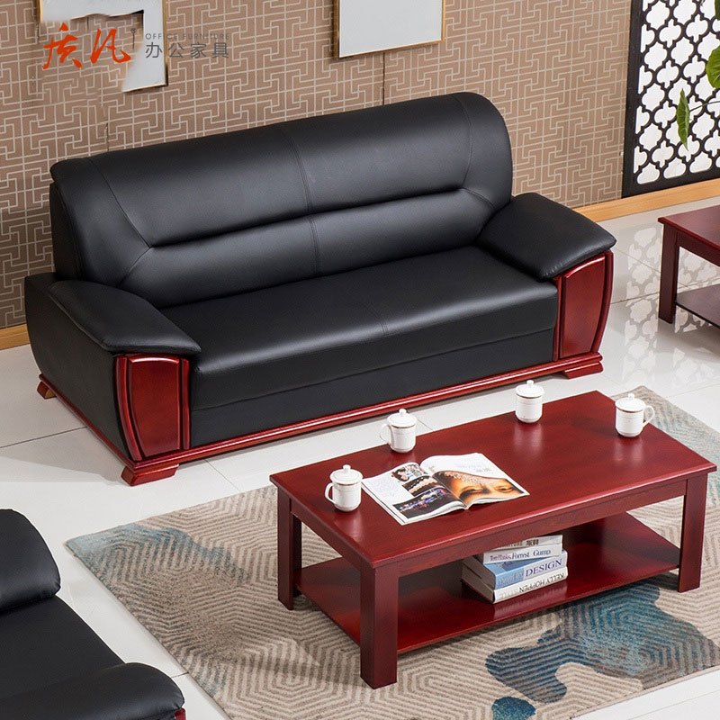 质凡现代简约西皮沙发简约接待沙发 2050*860*900mm高清大图