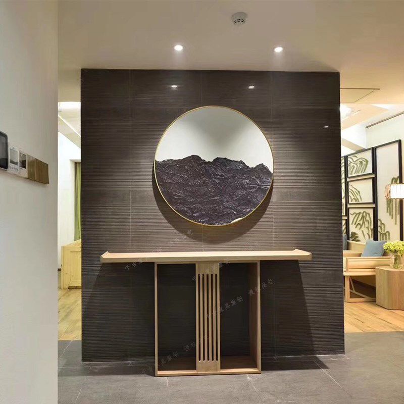 新中式复古实木玄关桌子走廊边桌靠墙条案玄关台案端景台窄桌 120*30*