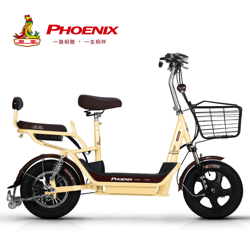 PHOENIX 凤凰电动自行车48V14寸电瓶车男女减震迷你型电动车