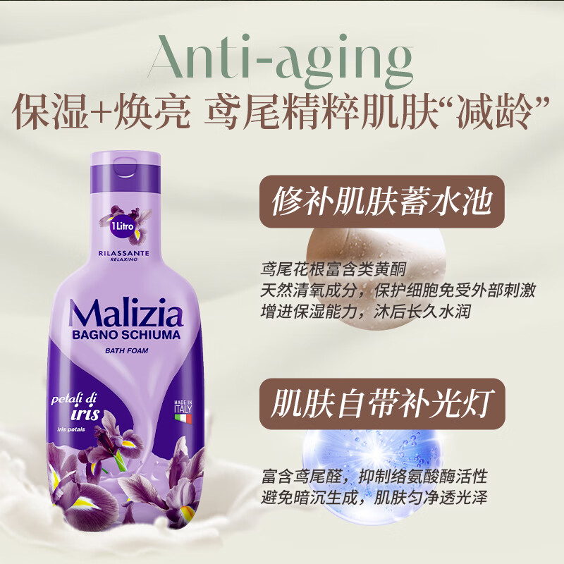 玛莉吉亚(MALIZIA)进口沐浴露男女士持久留香72小时香体冬季保湿嫩肤家庭套装1L*2高清大图