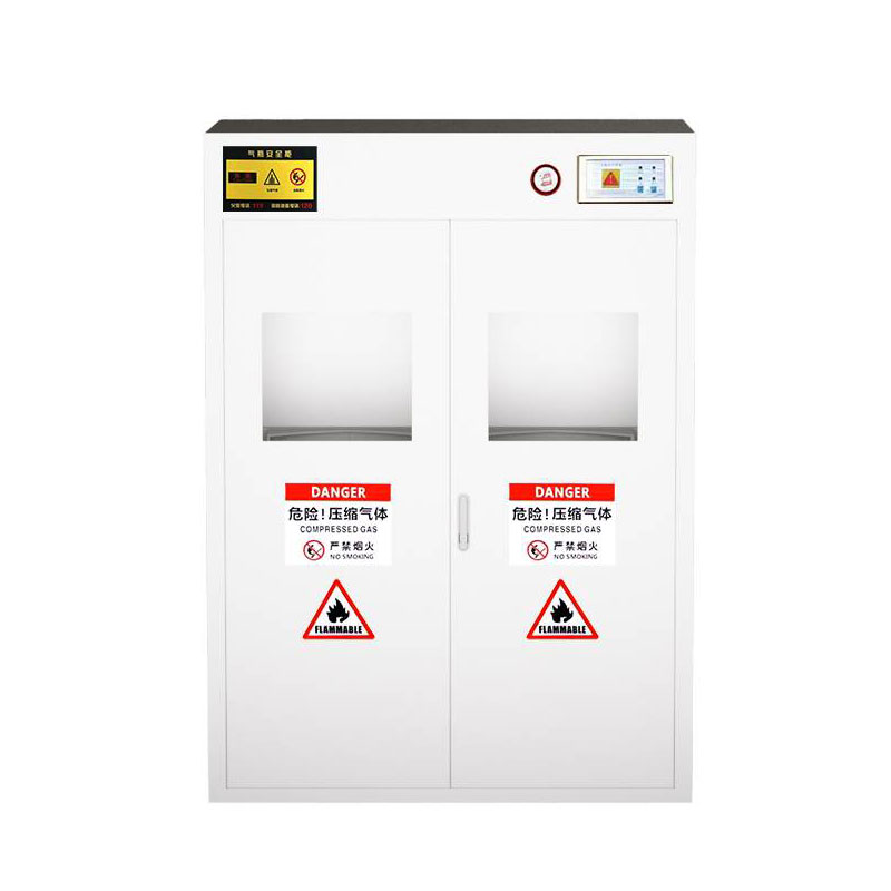 不锈钢气瓶柜 201双瓶报警高清大图