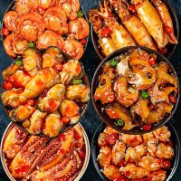 赛卡伊 八爪鱼爆头速食海鲜鲜活麻辣即食熟食组合套餐罐头鲍鱼扇贝海螺肉