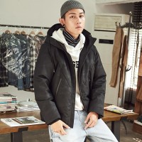 [2件2.5折]唐狮冬季羽绒服男暗迷彩连帽外套休闲短款
