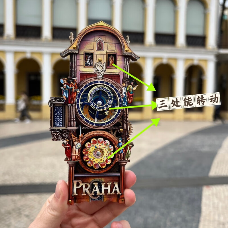 维诺亚布拉格广场天文钟齿轮转动冰箱贴高清大图