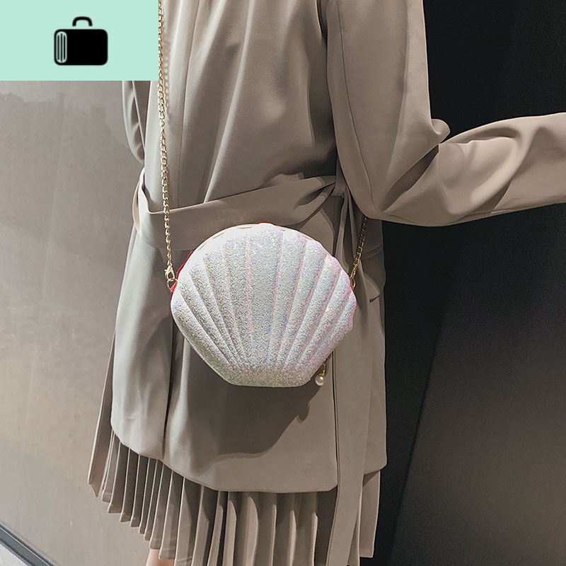 上新洋气包包仙女单肩包2020新款潮时尚简约亮片贝壳包链条斜挎包NEWLAKE高清大图