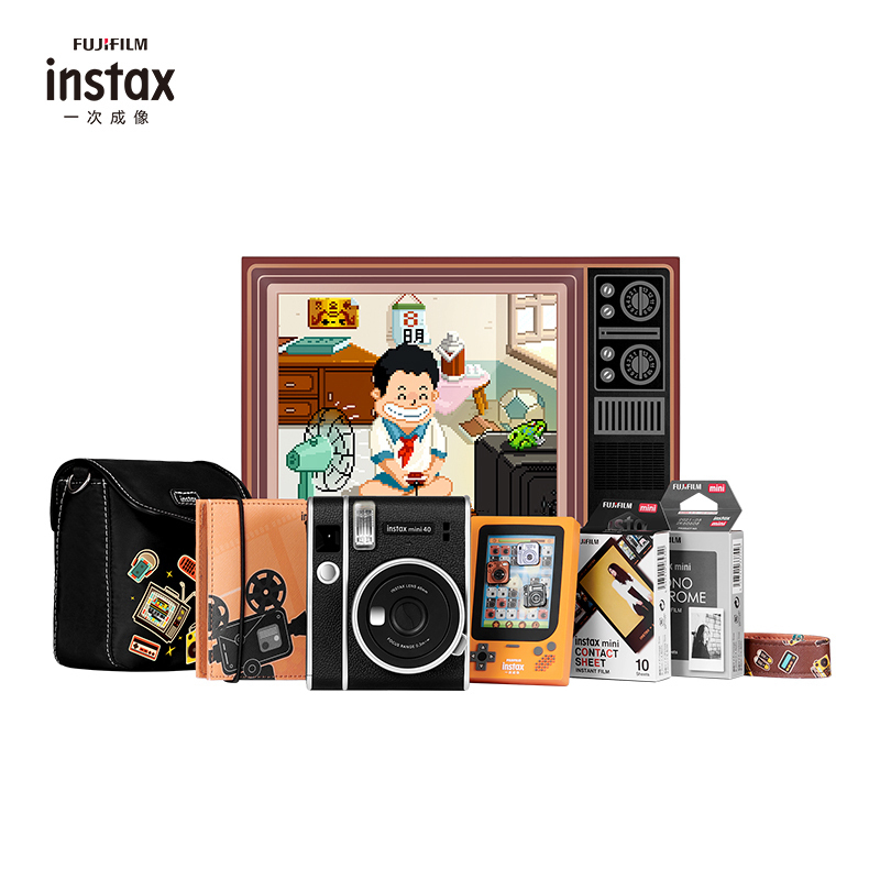 富士(FUJIFILM)INSTAX 一次成像相机 立拍立得 胶片相机 mini40一世风靡礼盒 套餐四(含60张相纸)