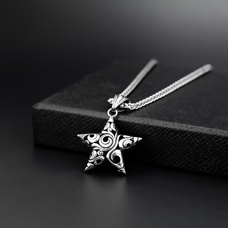 克罗心五角星造型坠时尚男女款复古风格项链锁骨链首饰品送女朋友七夕