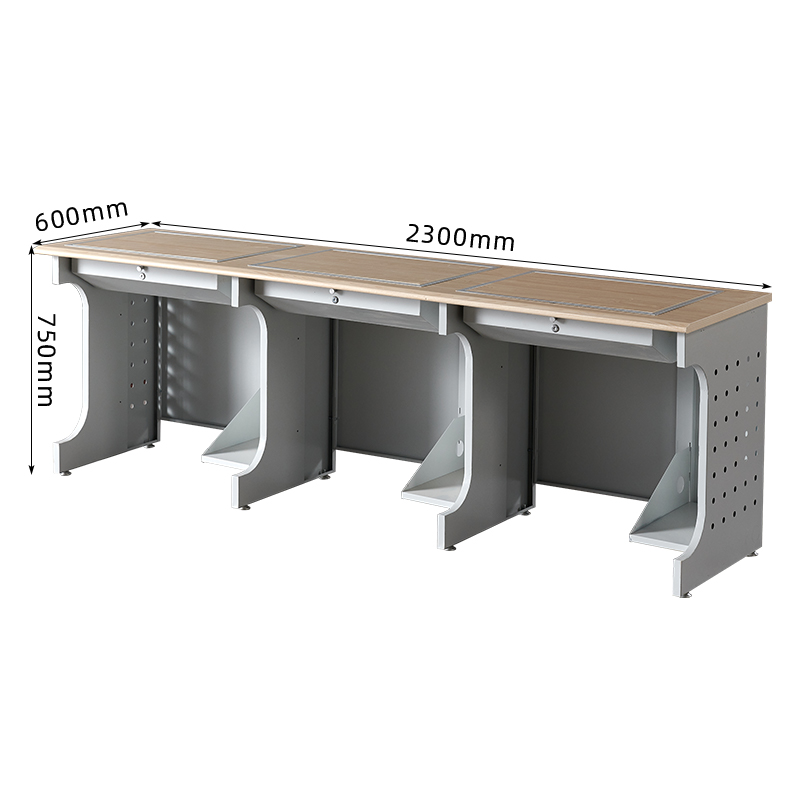臻远ZY4012430隐藏式翻转电脑桌培训桌教室机房多媒体学习桌办公桌D款三人位高清大图