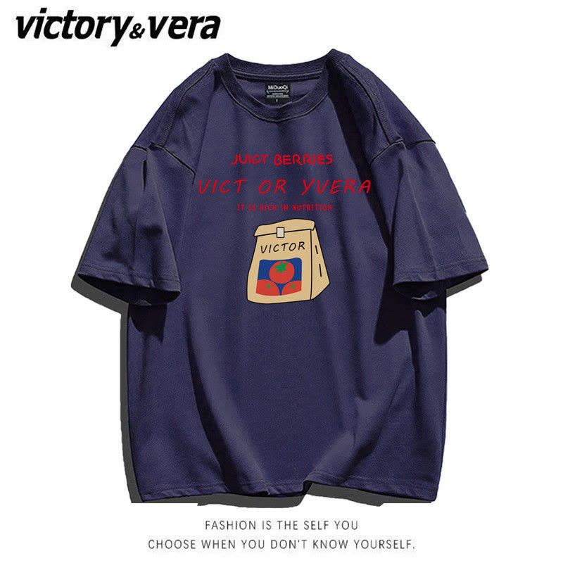 VICTORYVERA港风日系短袖t恤女夏季2022新款韩版宽松字母印花上衣图片
