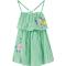 moomoo童装女童裙装夏季新款女中童度假风棉细布吊带连衣裙 绿白竖条组 110/52